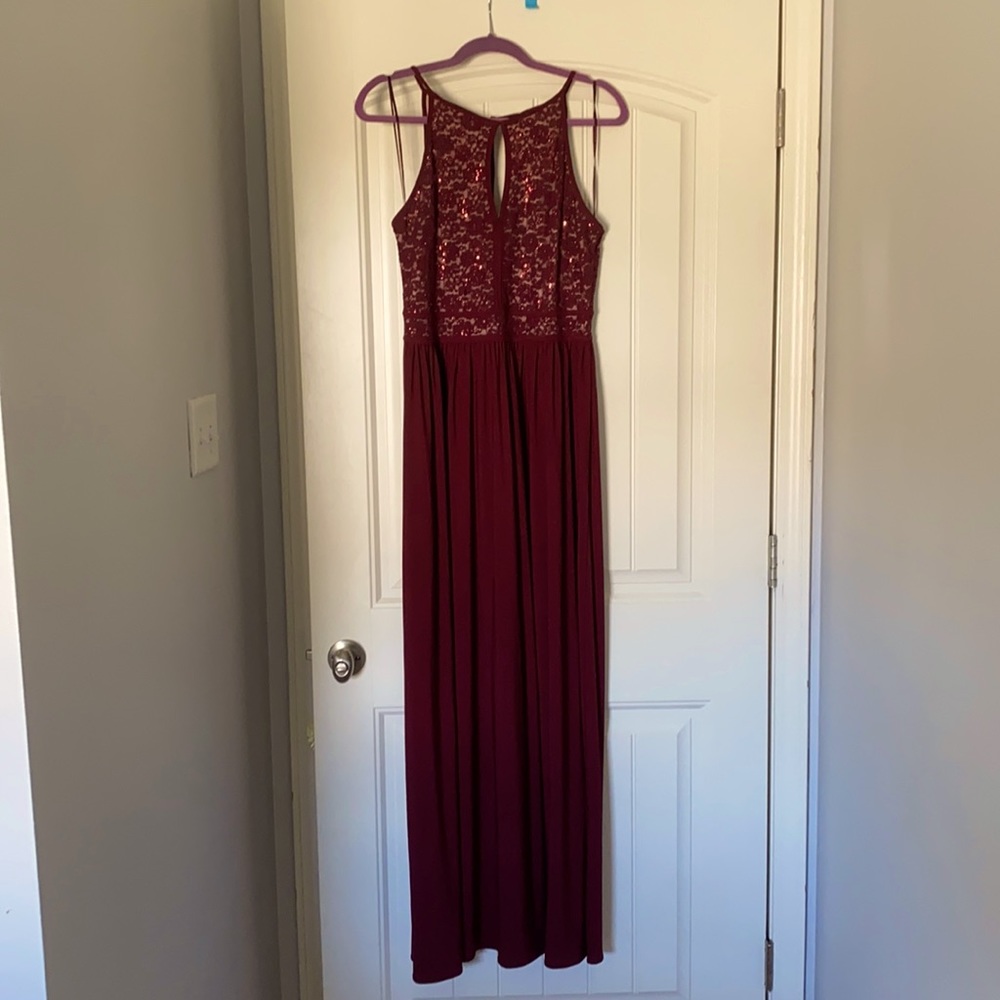 David’s bridal maroon long dress